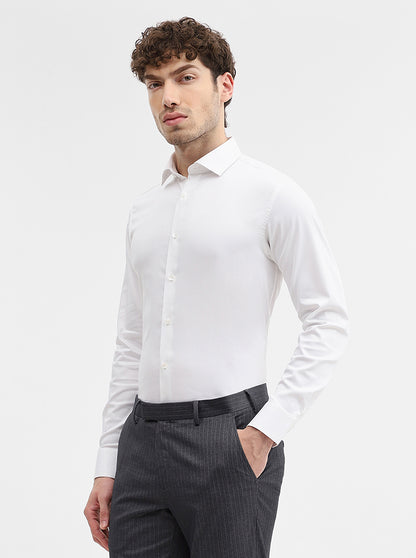 White Solid Slim Fit Party Wear Shirt | Wyre