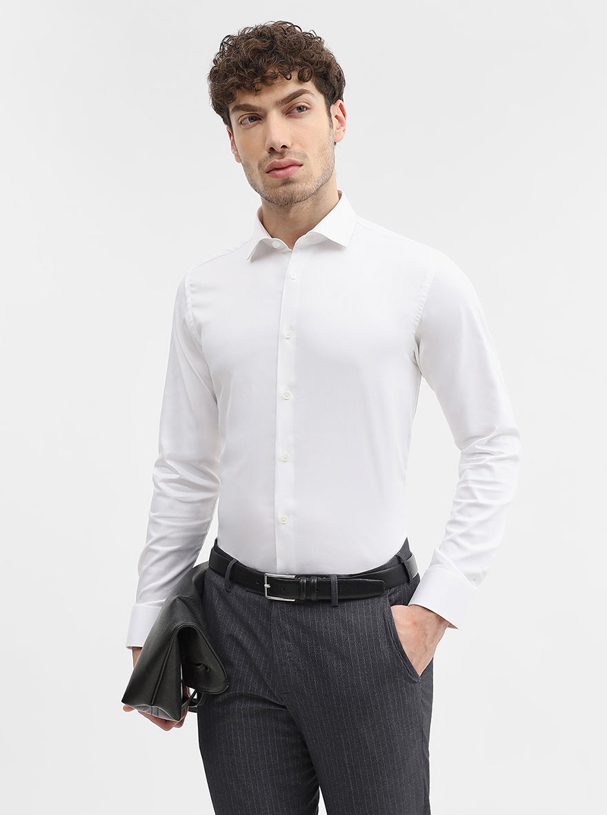 White Solid Slim Fit Party Wear Shirt | Wyre