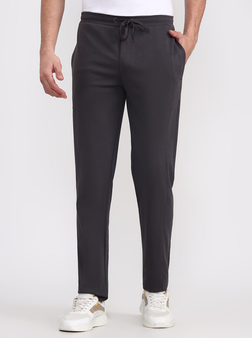 Steel Grey Solid Slim Fit Track Pant | JadeBlue