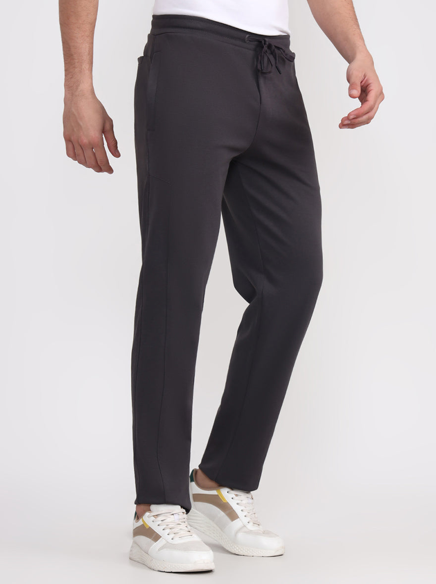 Steel Grey Solid Slim Fit Track Pant | JadeBlue