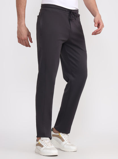 Steel Grey Solid Slim Fit Track Pant | JadeBlue