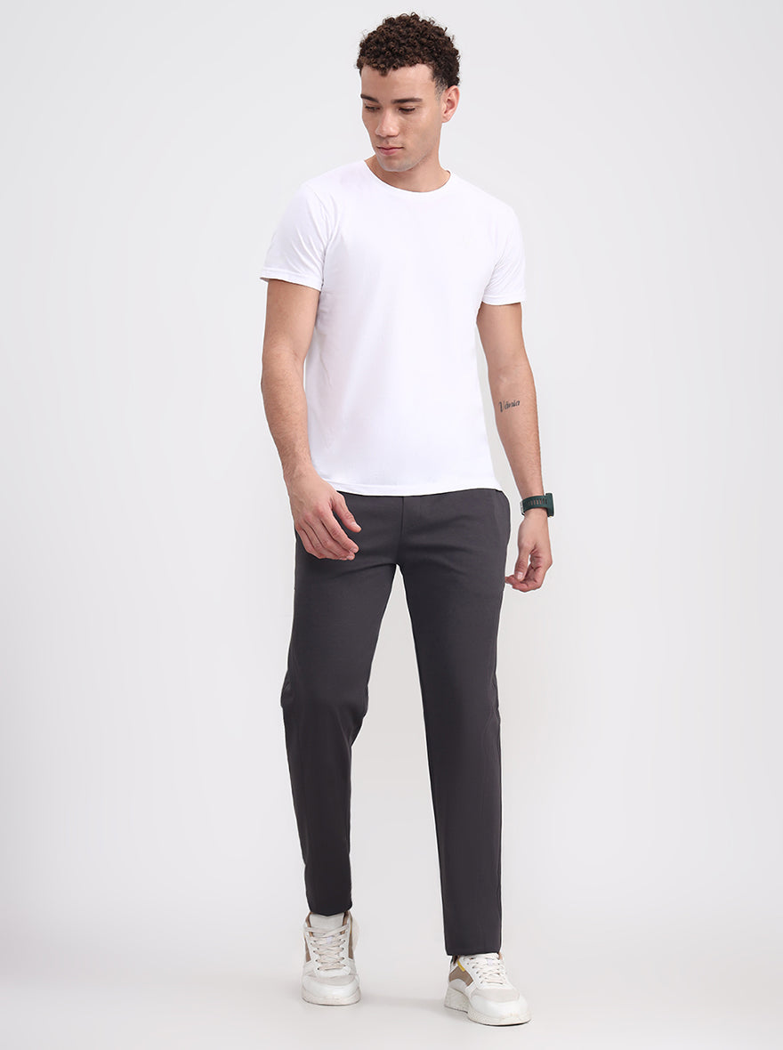 Steel Grey Solid Slim Fit Track Pant | JadeBlue