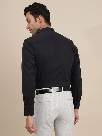 Black Solid Slim Fit Formal Shirt | Metal