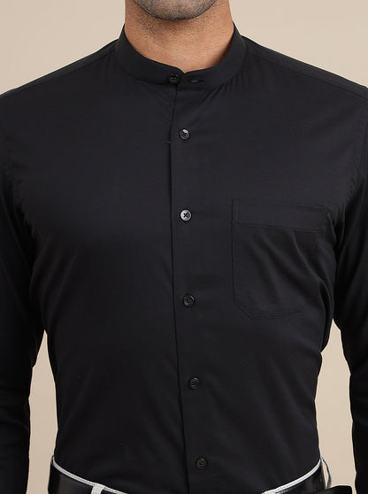 Black Solid Slim Fit Formal Shirt | Metal