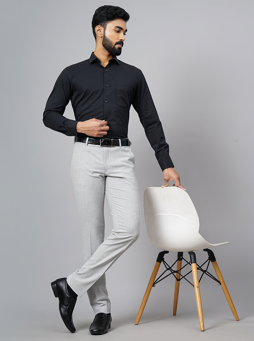 Black Solid Slim Fit Formal Shirt | Metal