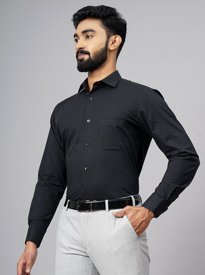 Black Solid Slim Fit Formal Shirt | Metal