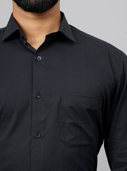 Black Solid Slim Fit Formal Shirt | Metal