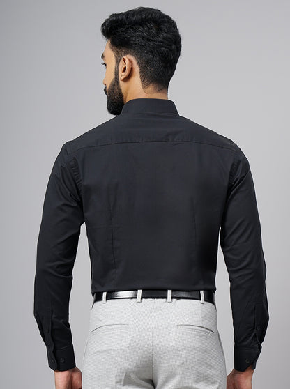 Black Solid Slim Fit Formal Shirt | Metal