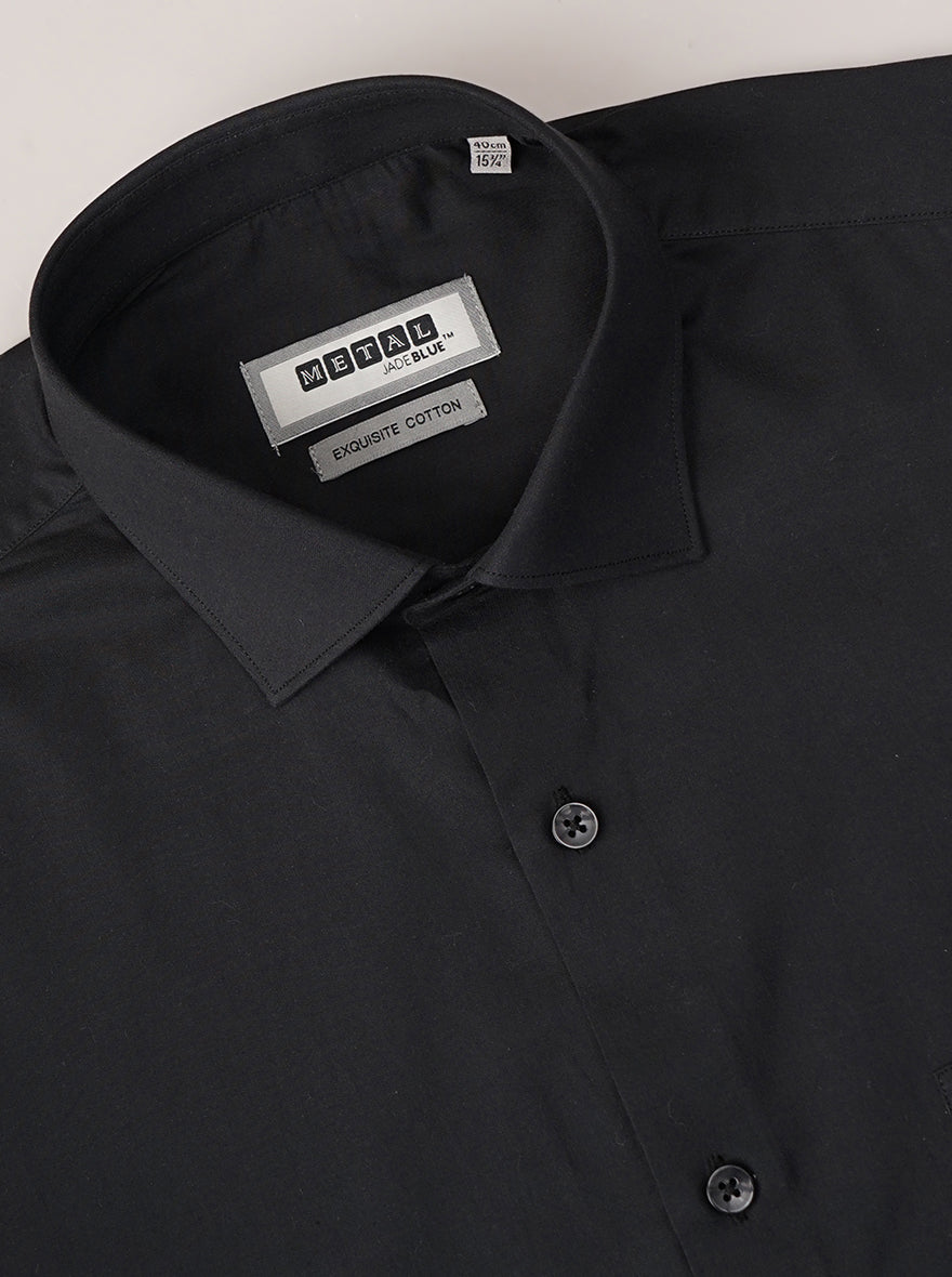 Black Solid Slim Fit Formal Shirt | Metal