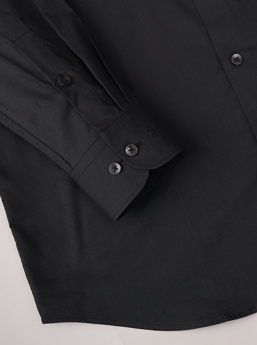 Black Solid Slim Fit Formal Shirt | Metal