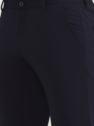 Navy Blue Solid Slim Fit Club Wear Trouser | Greenfibre