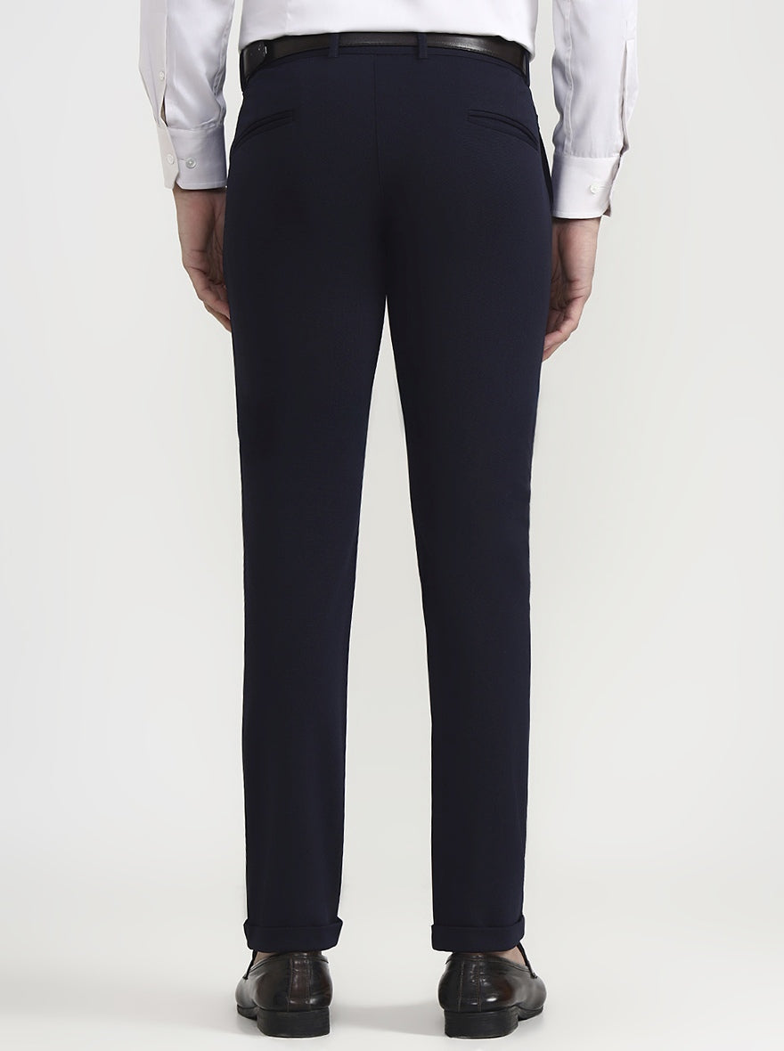 Navy Blue Solid Slim Fit Club Wear Trouser | Greenfibre