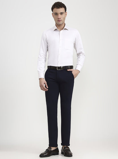 Navy Blue Solid Slim Fit Club Wear Trouser | Greenfibre