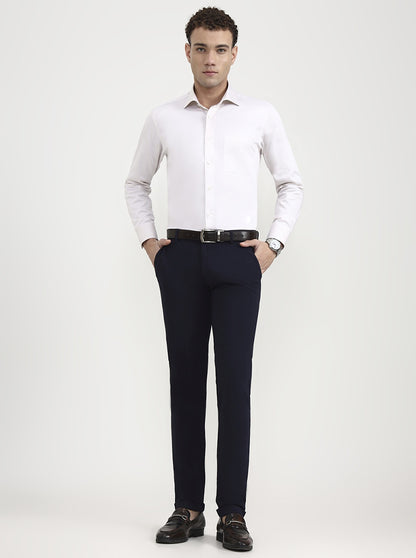Navy Blue Solid Slim Fit Club Wear Trouser | Greenfibre