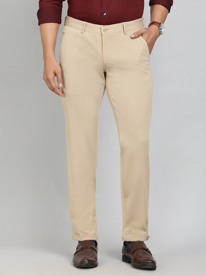 Khaki Solid Slim Fit Club Wear Trouser | Greenfibre