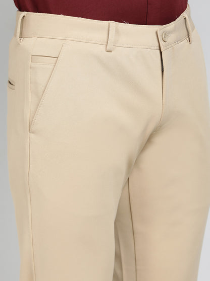Khaki Solid Slim Fit Club Wear Trouser | Greenfibre