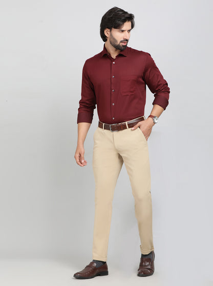 Khaki Solid Slim Fit Club Wear Trouser | Greenfibre