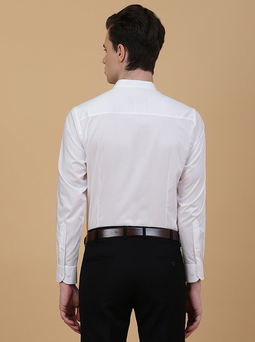 White Solid Slim Fit Formal Shirt | Metal