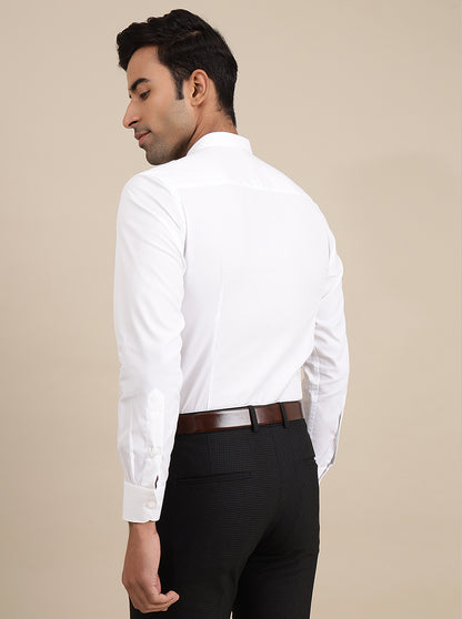 White Solid Slim Fit Formal Shirt | Metal
