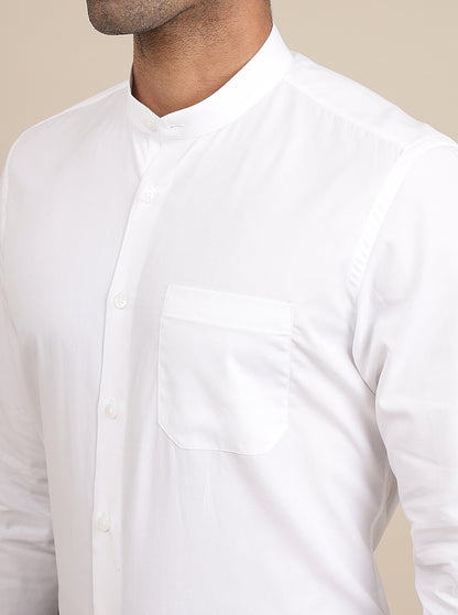 White Solid Slim Fit Formal Shirt | Metal