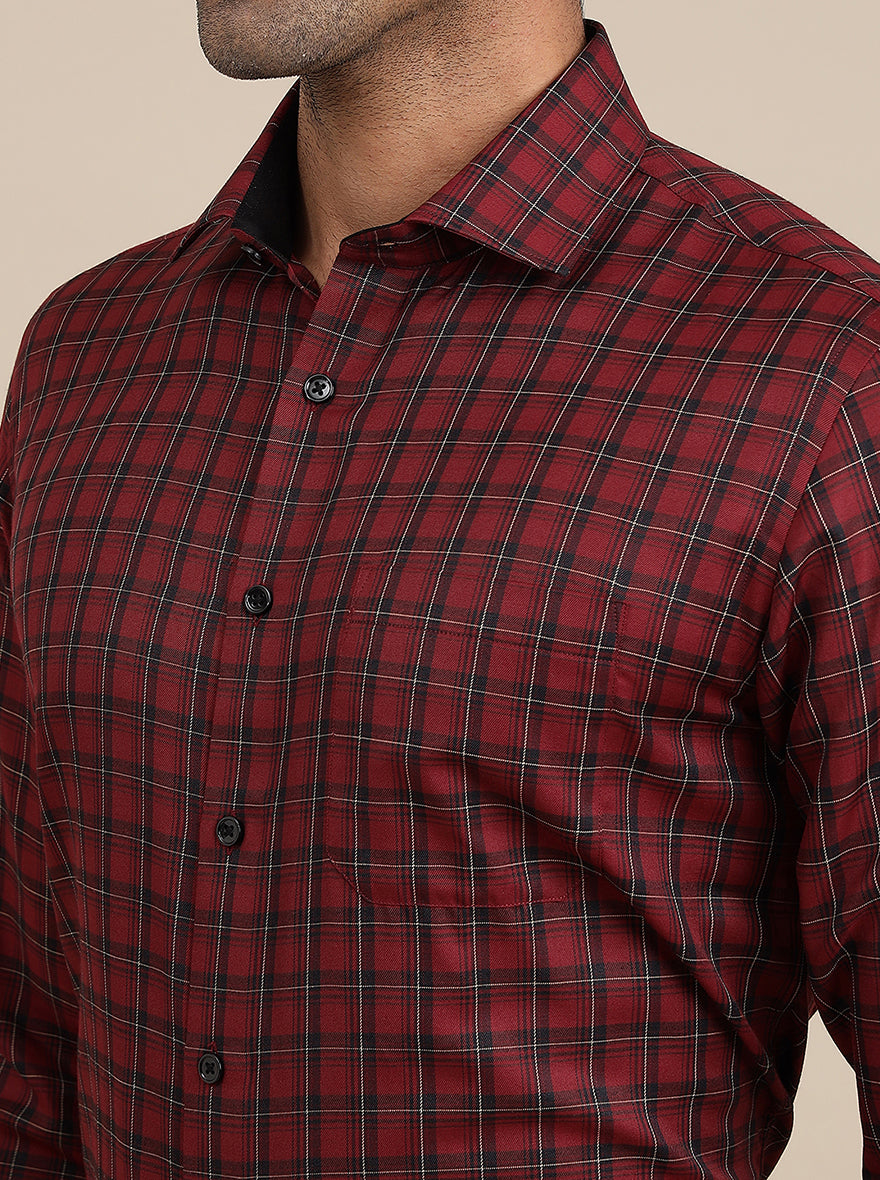 Greenfibre Slim Fit Checked Cotton Blended Office Wear Shirt for Men ...