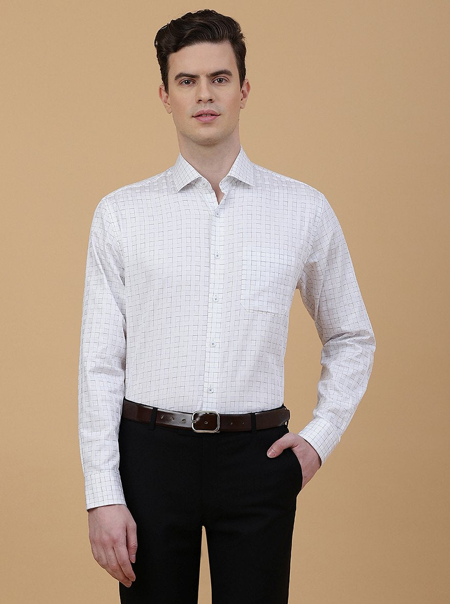 White Checked Regular Fit Formal Shirt | JadeBlue