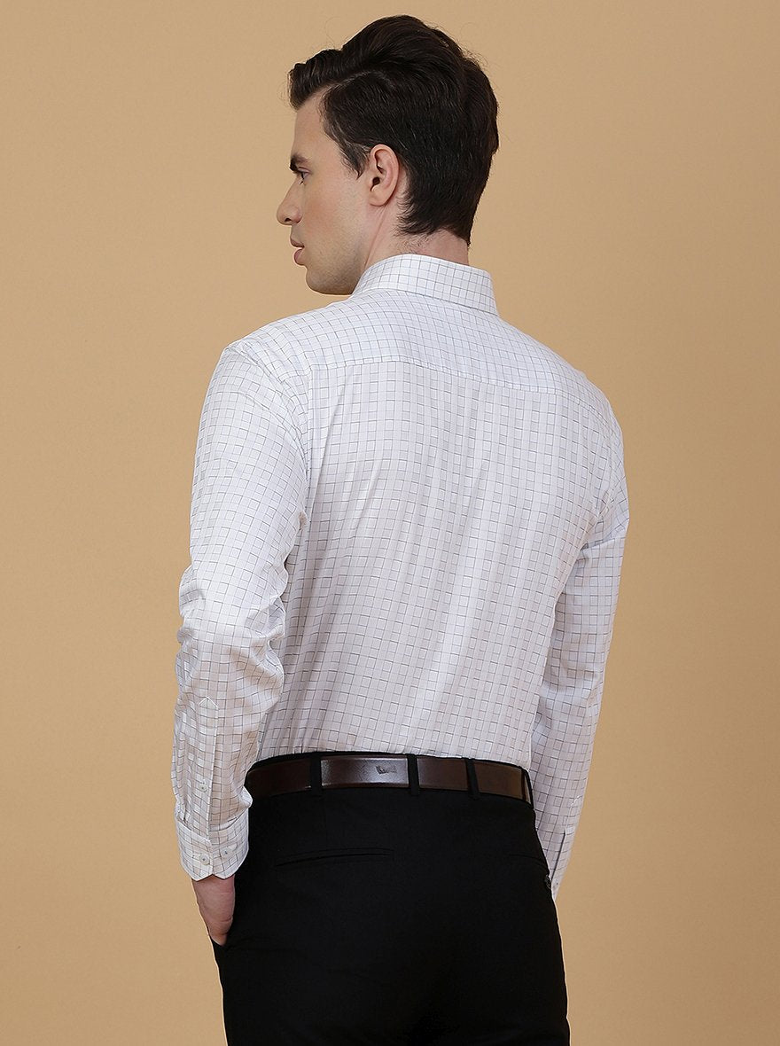 White Checked Regular Fit Formal Shirt | JadeBlue