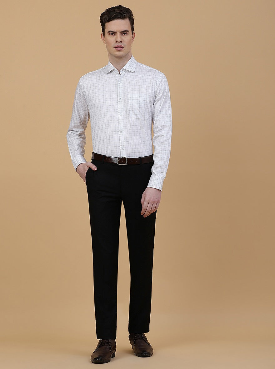 White Checked Regular Fit Formal Shirt | JadeBlue