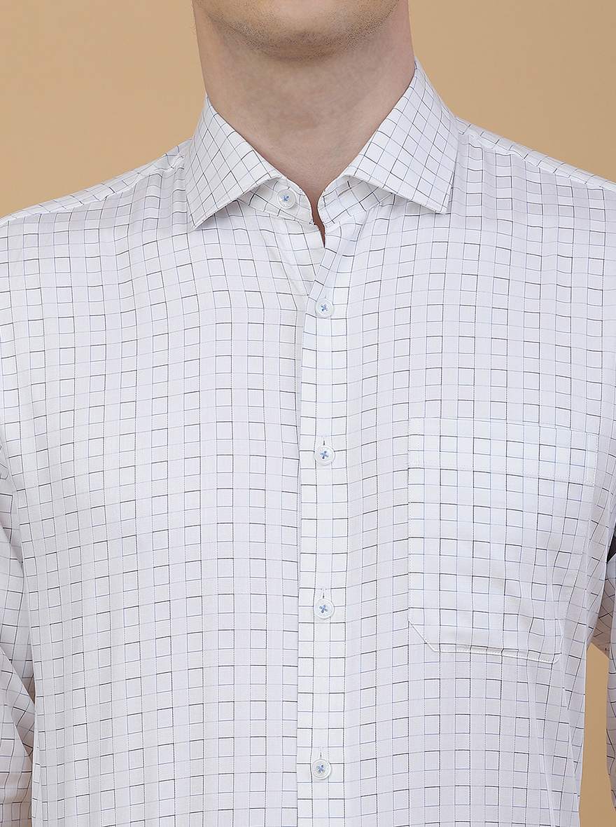 White Checked Regular Fit Formal Shirt | JadeBlue