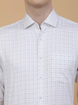 White Checked Regular Fit Formal Shirt | JadeBlue