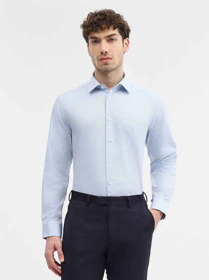 Blue Solid Regular Fit Formal Shirt | JadeBlue