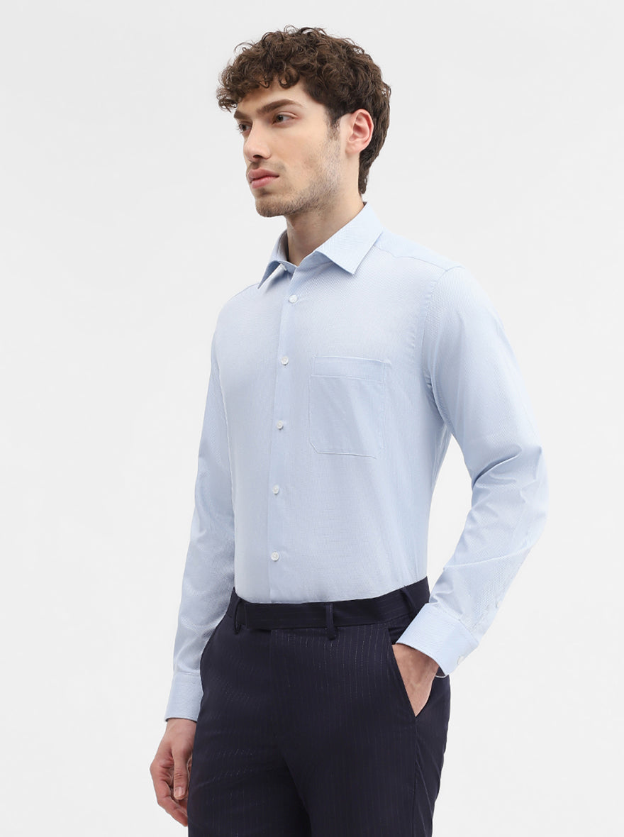 Blue Solid Regular Fit Formal Shirt | JadeBlue