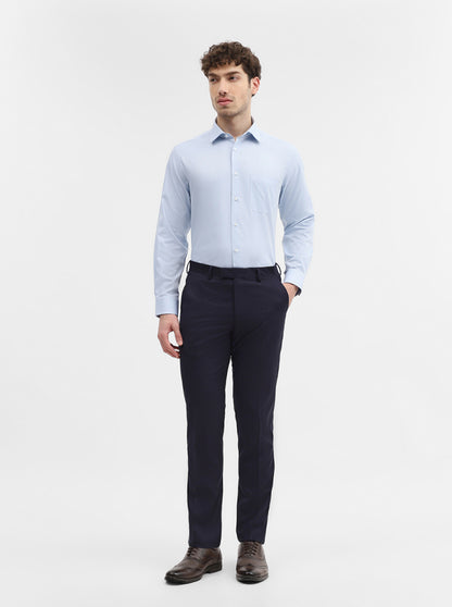 Blue Solid Regular Fit Formal Shirt | JadeBlue