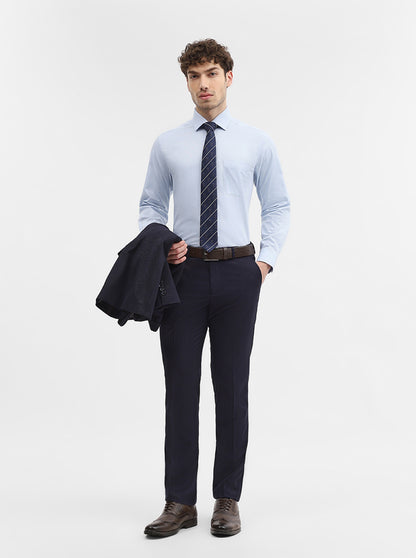 Blue Solid Regular Fit Formal Shirt | JadeBlue