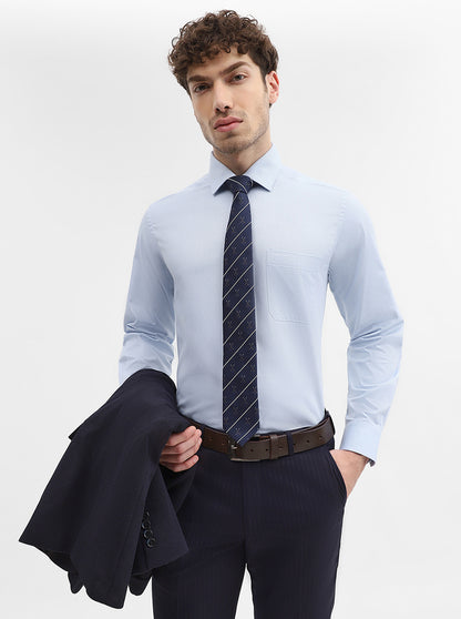 Blue Solid Regular Fit Formal Shirt | JadeBlue