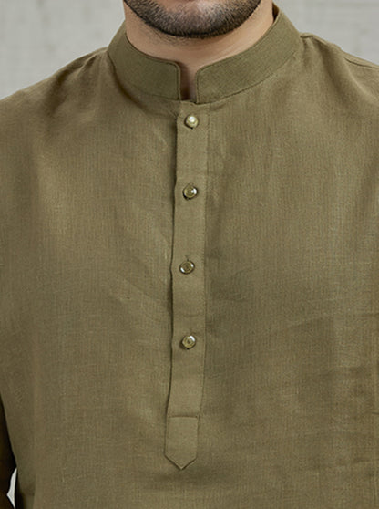 Green Solid Kurta Pajama | Virasana