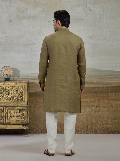 Green Solid Kurta Pajama | Virasana