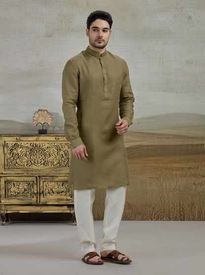 Green Solid Kurta Pajama | Virasana