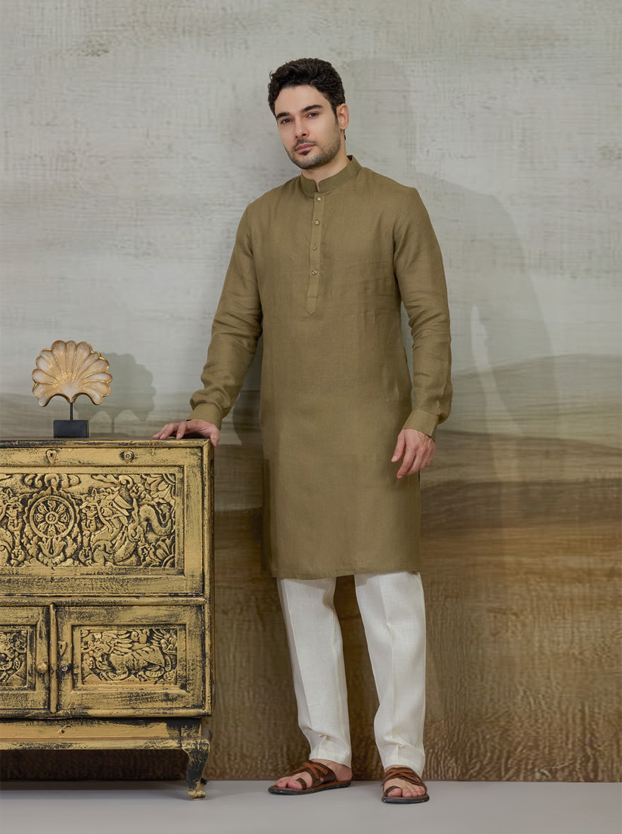 Green Solid Kurta Pajama | Virasana