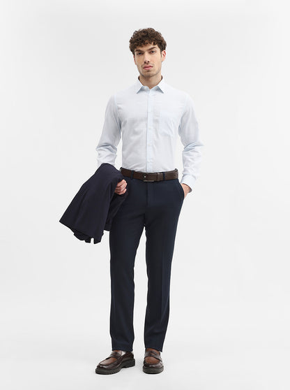White & Blue Checked Regular Fit Formal Shirt | JadeBlue