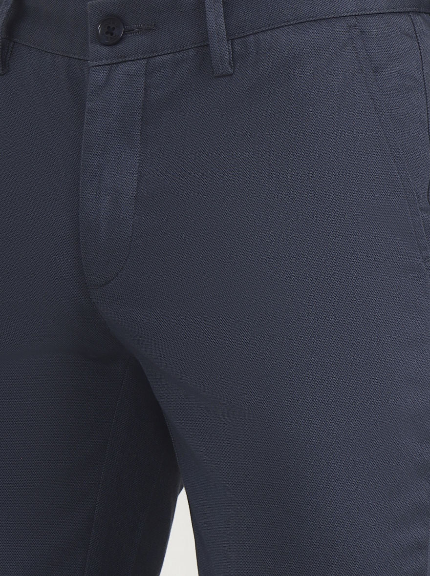 Navy Blue Solid Uno Fit Casual Trouser | JadeBlue