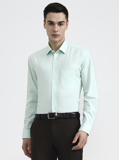 Green Solid Regular Fit Formal Shirt | JadeBlue