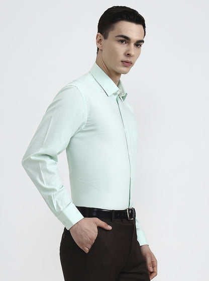Green Solid Regular Fit Formal Shirt | JadeBlue