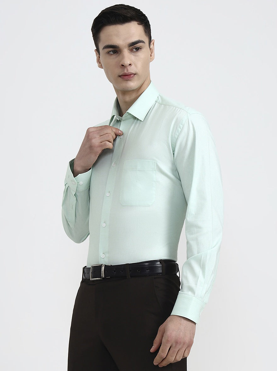 Green Solid Regular Fit Formal Shirt | JadeBlue