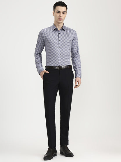 Blue Printed Slim Fit Party Wear Shirt | Wyre