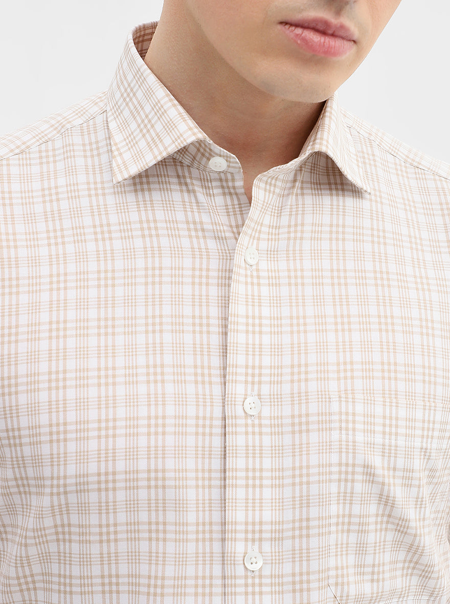 Fawn Checked Slim Fit Formal Shirt | Metal