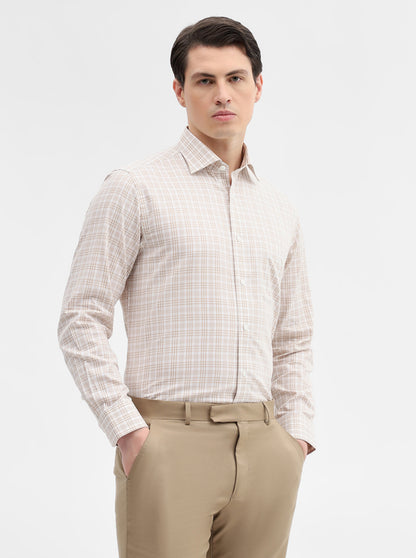 Fawn Checked Slim Fit Formal Shirt | Metal
