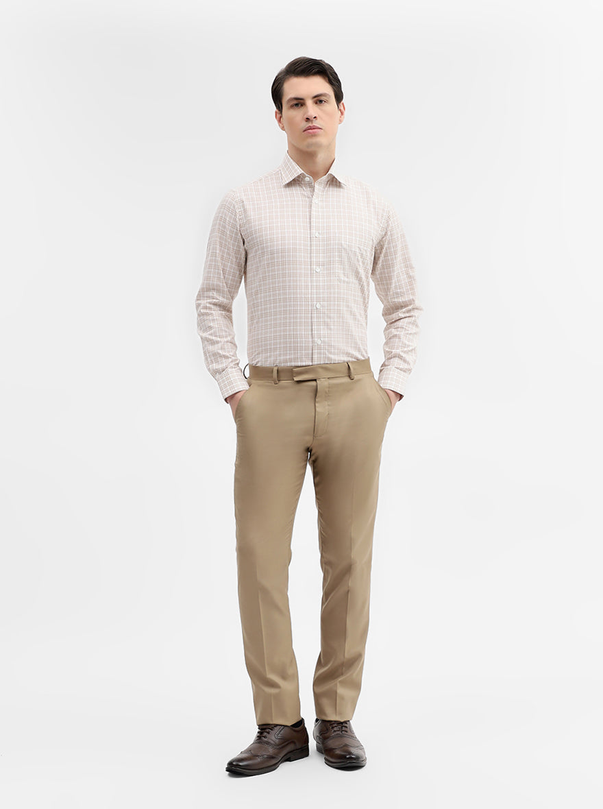 Fawn Checked Slim Fit Formal Shirt | Metal