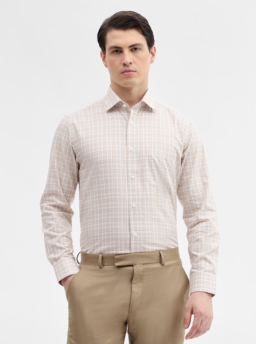 Fawn Checked Slim Fit Formal Shirt | Metal