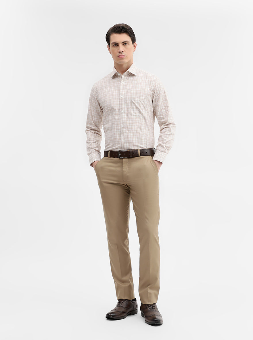 Fawn Checked Slim Fit Formal Shirt | Metal